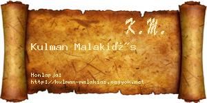 Kulman Malakiás névjegykártya